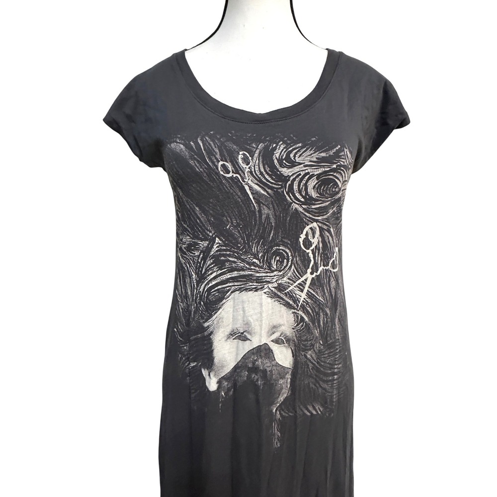 Blood Is The New Black Graphic Maxi T Shirt Dress M Gothic Grunge Whimsigoth USA